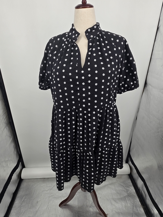 CeCe Dresses & Skirts - CeCe Black and White Embroidered Floral Polka Dot Mini Dress XL (7803)